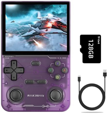 NULA K36 - Console da gioco in stile retrò, con schermo IPS da 128 G/19000 + classico 30 + emulatori Linux, schermo IPS da 3,5 pollici, lettore video tascabile portatile per adulti
