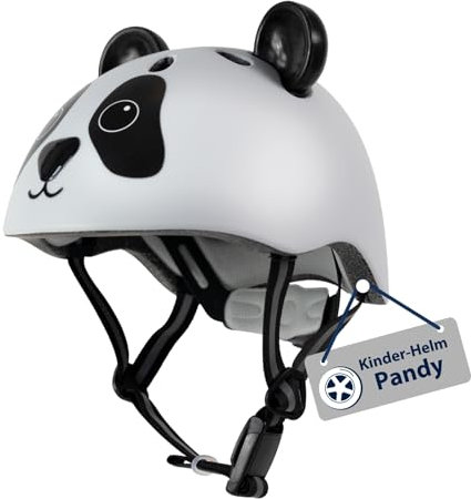 HUDORA Unisex Jugend Kinderhelm Pandy, Gr. 44-47 Helm, weiß-schwarz, 44-47 cm