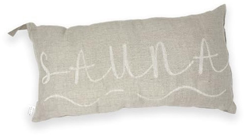 sositex | 1 Premium Saunakissen Lieblingskissen Reisekissen | Design: BANGA | Maße: 45 x 22 cm, 100% Leinen Hängematte, Strand oder Picknick (Natural/Weiss)