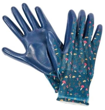 Briers Ladies Patterned Gardening Gloves, Medium Size, Stretch Fit, for Seeding and Weeding (Mushrooms)