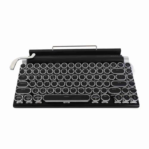 Diyeeni Retro-Schreibmaschinen-Tastatur, Drahtlose Mechanische Gaming-Tastatur, Bluetooth5.0 Vintage-Tastatur 83-Taste, Punk-Rund-Tastatur, Telefon-Tablet-Halter, Wiederaufladbarer akkus