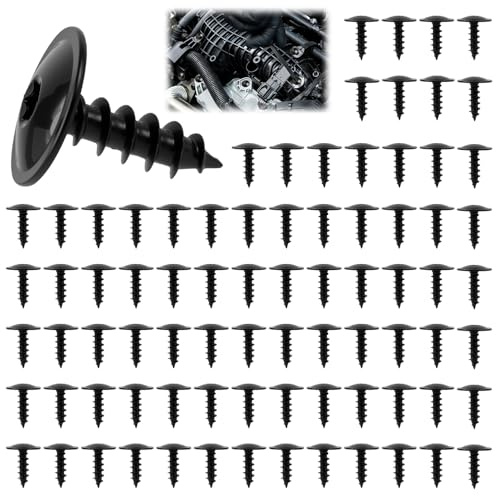 80 x Blechschrauben, Karosserieschrauben, Schrauben Schwarz Flachkopf, Selbstschneidende Torx Schrauben, M5 x 16mm, Rostbeständig, Für Auto Unterboden, Kotflügel, Stoßstangen und Fahrzeugteile ﻿