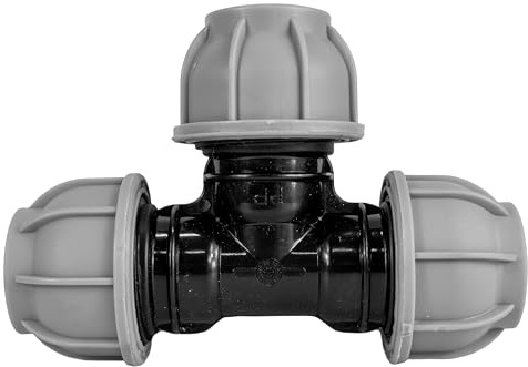 MDPE Compression Fitting PN10 - Tee 25mm x 25mm x 25mm - Durable Pipe Connector for Water Supply and Irrigation Systems