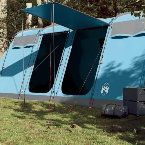 Tunnel Familienzelt für 10 Personen, Blau, Wasserdichtes Campingzelt mit E-Anschluss, 698x370x205cm, Ideal für Outdoor Abenteuer & Familienurlaub, Polyester mit PU-Beschichtung