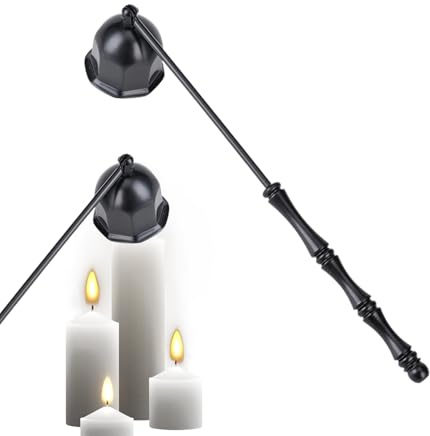 Generisch Estintore per candele, vintage, estintore, con manico lungo per una cancellazione sicura, per stoppini a campana, per candele profumate, estintore fiamma retrò oro metallo