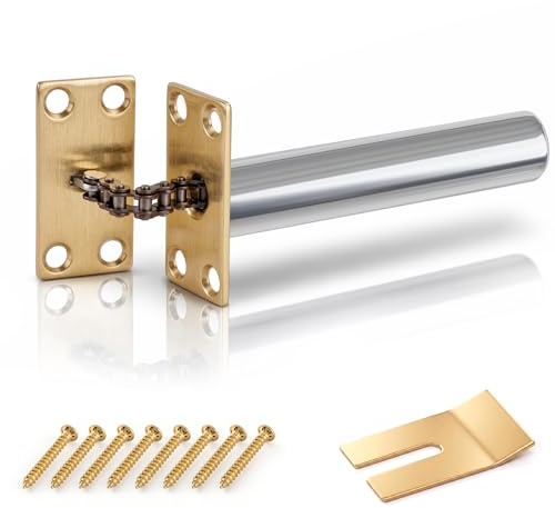 ZAVIA Verdeckter Türschließer für Innentüren (bis zu 50 kg Türen), Metall, sanftes Schließen, automatischer verdeckter Türschließer (funktioniert gut für Rechts- und Linkshändertüren) (1, Messing)
