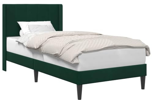vidaXL Bettrahmen mit Kopfteil Dunkelgrün 100 x 200 cm Samt, Modernes Bettgestell, rechteckiges Design, strapazierfähiger Velvetbezug, Elegante Schlaflösungen