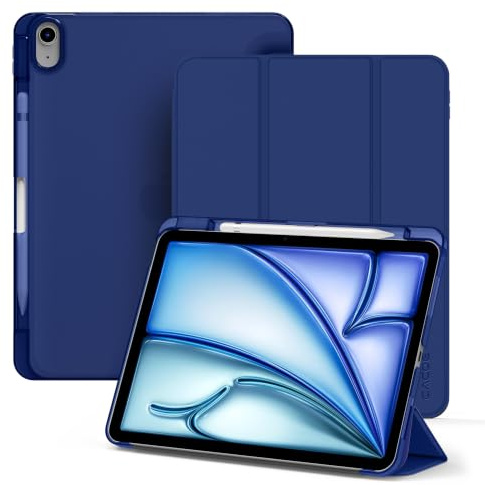 CACOE Funda con iPad Air 11 M4/3/2,Air 5/4 10,9,Portalápices,Azul