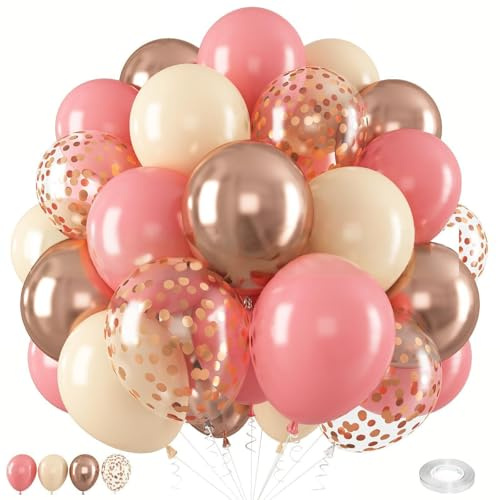 Luftballons Rosegold Rosa 100 Stück, 30cm Rosa Luftballon (Pink&Roségold) | Rosegold Luftballon Geburtstag für Deko Geburtstag Ballons,Deko Hochzeit,Party Deko