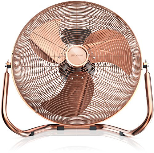 Brandson - Ventilador de Mesa 50 cm - máquina de Viento - 3 Niveles de Potencia - Alto Flujo de Aire – Soporte Robusto - Potencia 120 W - diseño Retro – Metal – Acabado en Cobre