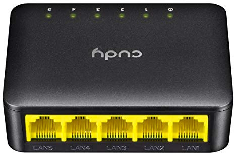 Cudy 5 Port Fast Ethernet Switch | Desktop Ethernet Splitter | Network Switch | Plug and Play | Fanless Quiet | Unmanaged | for Home and Office (FS105D)