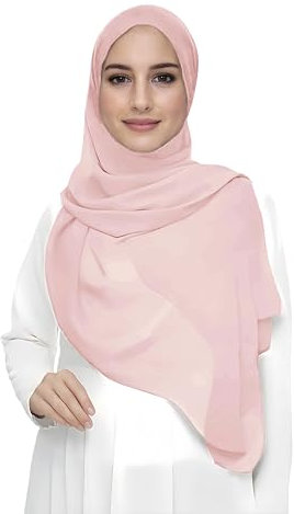 Lina & Lily Damen Muslim Premium Chiffon Hijab Kopftuch Schal aus Leicht Stoff (Rosa Blush)