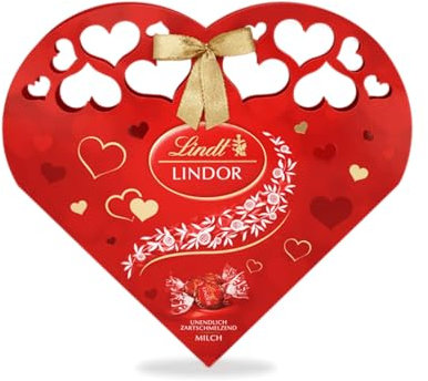 Lindt Lindor Herzpackung, unendlich zartschmelzende Lindor Kugeln Milch in einer hochwertigen Herzpackung, 4er Pack (4 x 112 g)