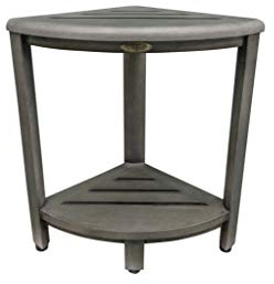 CoastalVogue Oasis Eckregal, 2-stöckig, Teakholz, Coquina Grey