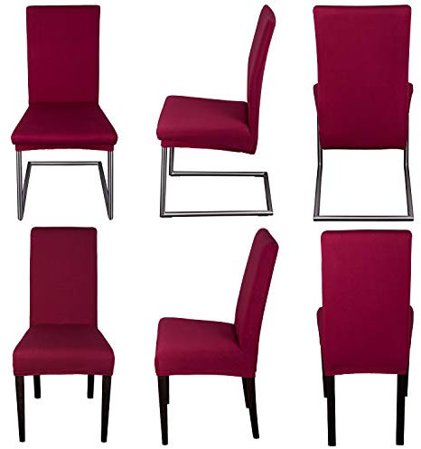 Staboos Stuhlhussen 6er Set - Hochwertige und elastische Stuhlhussen für Swingstühle - Pflegeleichte Stuhlbezüge & Hussen für Stühle - Perfekter Stuhlbezug 6er Set - ÖKO TEX Zertifiziert - Dunkelrot