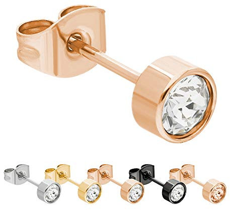 Max Palmer - Ohrstecker mit Swarovski Kristall [12.] Stecker: rosegold | Kristall: klar | Kristall: 6mm