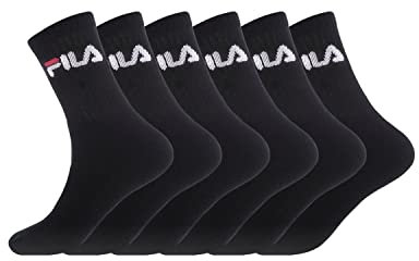 FILA Calzini Uomo Cotone Set di 6 Calze Sportive Uomo, Vestibilità Perfetta e Traspirante, Nero, Taglie 39/42