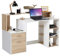 BAKAJI Scrivania con Cassetto e Mobiletto Tavolo da Lavoro Porta Pc Computer in Legno Melaminico Arredamento Casa Ufficio Cameretta (Beige)