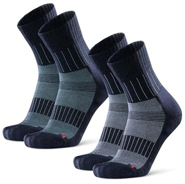 DANISH ENDURANCE Premium Merino Laufsocken 2 Paare (Mehrfarbig (1 x Marineblau/türkis, 1 x Marineblau/hellblau), EU 39-42)
