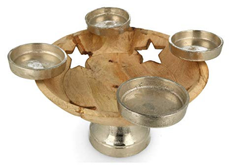 Bettin Wunderbar Deko Schale Adventskranz Obstschale mit Kerzenhaltern und Sternen Tischdekoration