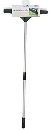 Greenfields Lawn Rake Turf Artificial Lawn Brush Adjustable Ergonomic Steel Handle Plastic Cover Head with Telescopic Handle Brush 78 to 130 CM with Polyamide Bristles