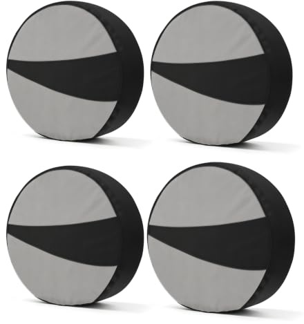 Explore Land Tire Covers 4 Pack - Tough Tire Wheel Protector For Truck, SUV, Trailer, Camper, RV - Universal Fits Tire Diameters 29-31.75 inches (Black & Gray) | Tough Wheel Protector for Truck, SUV, Trailer, Camper, RV, All Weather Protection