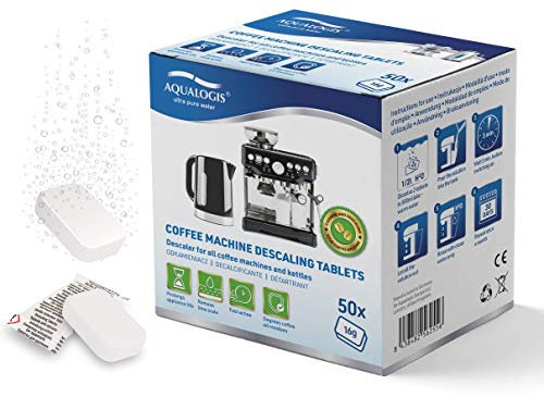 Aqualogis Entkalkungstabletten für Kaffeevollautomaten und Kaffeemaschinen. Entkalkungs-Tabs kompatibel mit Jura, Nivona, Krups, Bosch, Miele, Melitta, WMF uvm. (50 Stück)