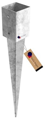 GeZu Impex Support de Poteau à Enfoncer Galvanisé à chaud 71 x 71 x 750 mm douille piquet cloture bois ancre