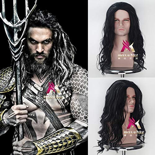 Halloween Mens Aquaman cosplay wig Arthur Curry long wavy role play hair wig costumes