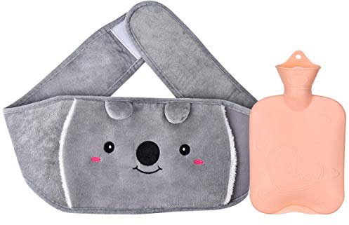 Queta 1000 ML Hot Water Bottle with Soft Fleece Cover, Premium Natural Rubber Hot Water Bag - Helps Provide Warmth and Comfort for Waist, Stomach, Hands, Shoulders and Neck