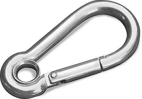 HEAVYTOOL Feuerwehr Karabinerhaken 80mm x 8mm mit Kausche Edelstahl AISI 316 V4A (2 Stück) Karabiner Feuerwehrkarabiner Feuerwehrkarabinerhaken Schnellverschluss
