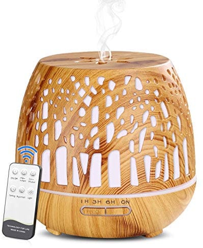 Simpeak 400ml Essential Oil Diffuser, BPA Free Electric Aroma Diffuser with Remote Control & Auto Shut-Off, Aromatherapy Humidifier with Variable Color LED Light & 3 Timing Mode