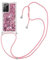 MRSTER Handykette Kompatibel mit Samsung Galaxy Note 20 Ultra, Glitzer Flüssig Bewegende Treibsand Handyhülle mit Necklace mask Lanyard Schutzhülle für Galaxy Note 20 Ultra. LP Love Rose