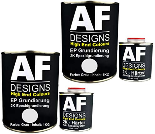 Alex Flittner Designs Epoxidfüller 2 x 1,20kg 2K Grundierung Füller EP Füller in grau für Autolack Rostschutz