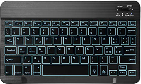 KOOCHUWAH Tastiera Retroilluminato Wireless Layout QWERTY Italiano Ultra Sottile per Qualsiasi Sistema operativo iOS, Android e Windows, Compatibile con Tablet iPad Galaxy (Tastiera Senza Soporto)