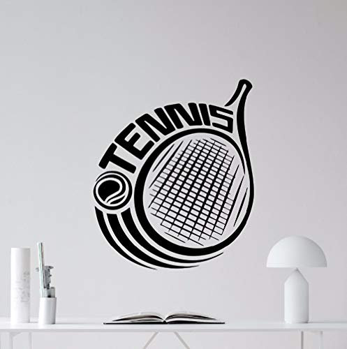 NSRJDSYT Tennis Wandtattoo Schläger Logo Sport Vinyl Wandaufkleber Abnehmbarer Tennisball Vinyl Sport Wandtattoos Fitnessstudio Dekor Poster 57x67cm