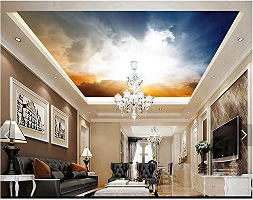 HGFHGD 3D Decke tapete Himmel leuchtende Wohnzimmer Decke wandkunst Dekoration Decke Hintergrund wandbild wandaufkleber