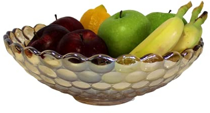 Dependable Industries inc. Essentials Decorative Amber Dot Glass Fruit Bowl Centerpiece Home Décor 11.75