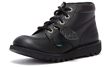 Kickers Junior Unisex Vegan Kick Hi Classic Ankle Boots with Zip | Plant Based Material | Extra Comfortable | Added Durability | Premium Quality, Vegan Black, 12.5 UK Child