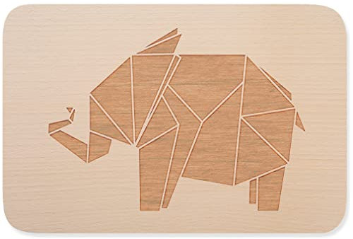 JUNIWORDS Frühstücksbrettchen, Origami Elefant Fläche, Holzbrett Frühstücksbrett Holzbrettchen (1004221)