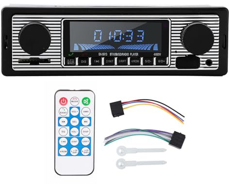 Autoradio Bluetooth, Lecteur MP3 Multimédia de Voiture HiFi avec MP3, USB, SD, AUX, FM, Appels Mains Libres, Récepteur D'autoradio Audio Radio FM avec Télécommande(12V)