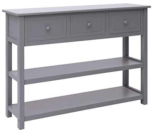 vidaXL Sideboard 3 Schubladen Kommode Anrichte Schrank Beistellschrank Konsolentisch Flurschrank Grau 108x30x76 cm Massivholz Paulownia
