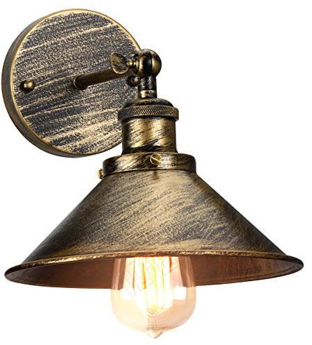 iDEGU Wandleuchte Industrielle Vintage Wandlampe Deckenleuchte Edison-Stil Metall Retro Lampe mit 180° Drehung E27 Fassung Lampe für Wohnzimmer Küche Flur Schlafzimmer, 22 cm (1 Stück, Bronze)