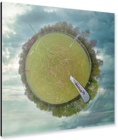 artboxONE Alu-Print 40x40 cm Hamburg FPV-Drohnen-Racingplatz von Künstler Dienstleistungsdrohne.de