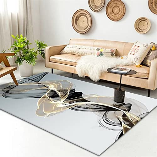 Teppich Glitzer Teppich Küche modernes graues abstraktes Design bequemer Kurzflorstoff waschbar Teppichen 170X240CM