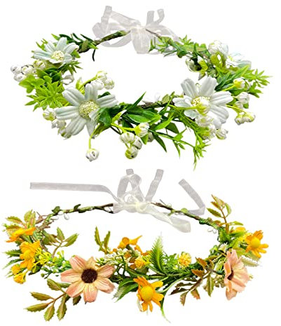 TSHAOUN 2 Stück Blumenkranz Blume Krone Stirnband Braut Kopfstück, Blumenkranz Künstliche, Haarrebe für kinder Mutterschaft Fotoshooting, Prinzessinnen, Blumenmädchen, Brautjungfer