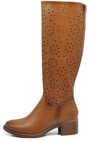 IF Fashion Scarpe da Donna Stivali Camperos Polpaccio Tacco Medio MP356-4 cuoio N.37