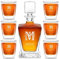 Maverton Carafe et Verres personnalisés - 800ml Bouteille avec 6 Verres à Whisky de 250ml - Accessoires bar pour hommes - Service à Whisky pour papa - pour anniversaire - Nom
