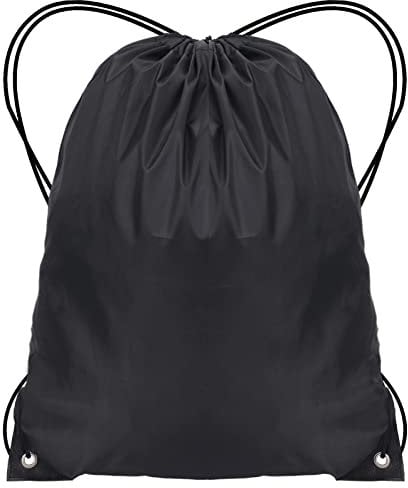 JFmall Drawstring Bags, Swim PE Bags Drawstring Gym Bag for Kids Adults String Swimming Sports Bag for School Sports Swimming Gym Travel Black