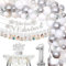 Cheereveal Silber Winter Onederland 1. Geburtstag Dekorationen Schneeflocke Luftballons Girlande Bogen Kit mit Winter Girlande Hochstuhl Banner, Tortenaufsatz für Junge Mädchen Erste Geburtstag